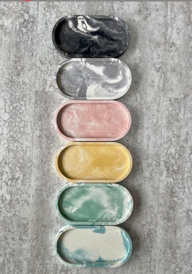 Concrete Oval Marble tray