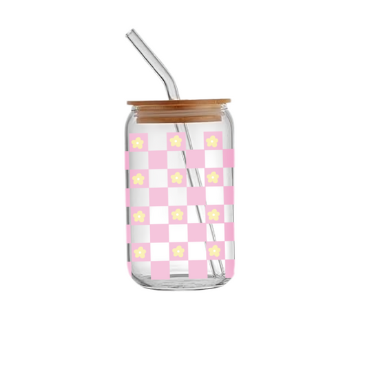 Checkered flower - Glass sipper