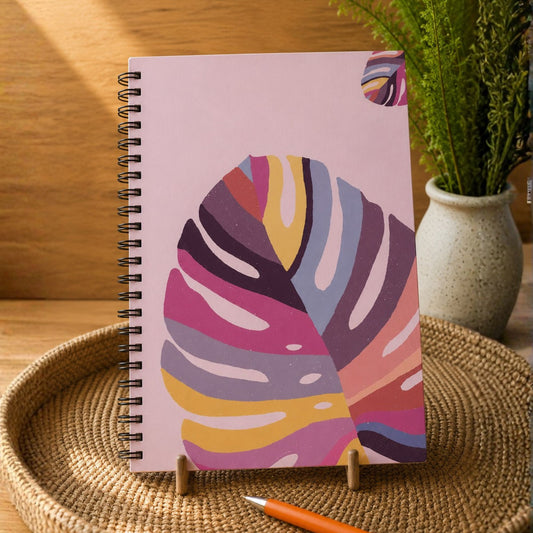 Tropicana Leaf A4 Wiro Notebook | Abstract Botanical Wire-Bound Journal