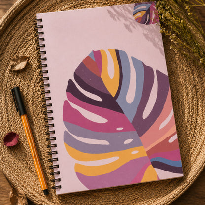 Tropicana Leaf A4 Wiro Notebook | Abstract Botanical Wire-Bound Journal