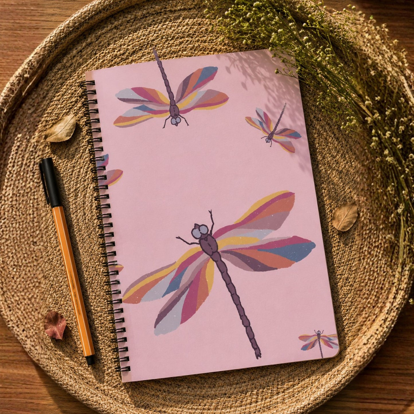 Dragonfly Dreams A4 Wiro Notebook | Illustrated Wire-Bound Diary