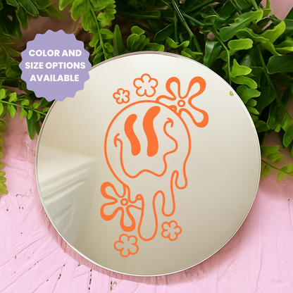 drippy smiley face | Stick-On Affirmation mirror for Your Wall