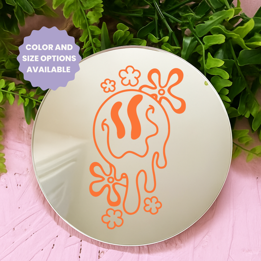 drippy smiley face | Stick-On Affirmation mirror for Your Wall