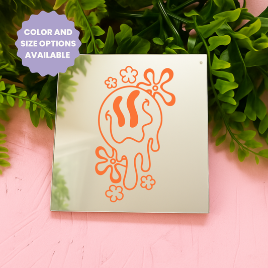 Drippy smile face | Stick-On Affirmation mirror for Your Wall