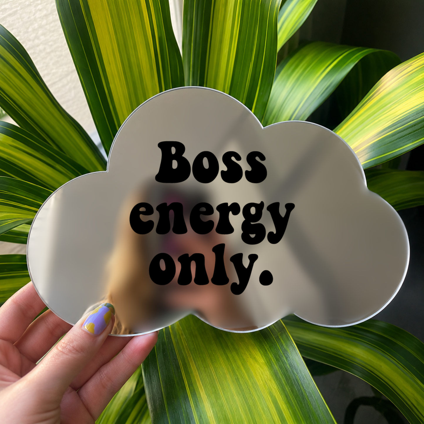Boss energy only | Cloud-Shaped Stick-On Affirmation Mirror