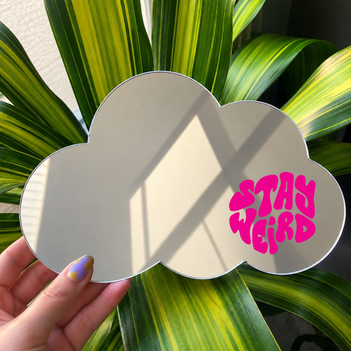 Stay weird | Cloud-Shaped Stick-On Affirmation Mirror