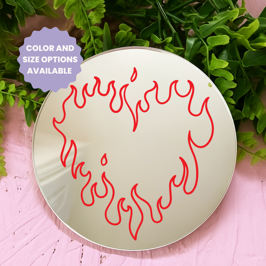 Flaming Heart | Stick-On Affirmation mirror for Your Wall