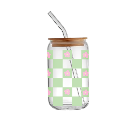 Checkered flower - Glass sipper
