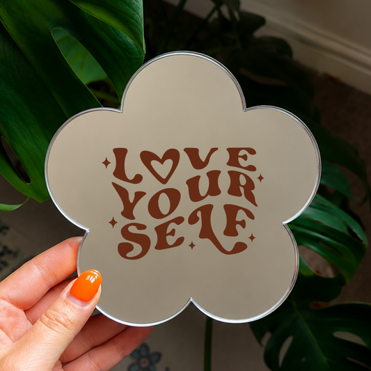 Love yourself | Flower Shaped Stick-On Affirmation Mirror