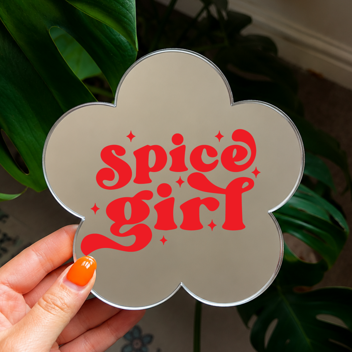 Spice girl | Flower Shaped Stick-On Affirmation Mirror