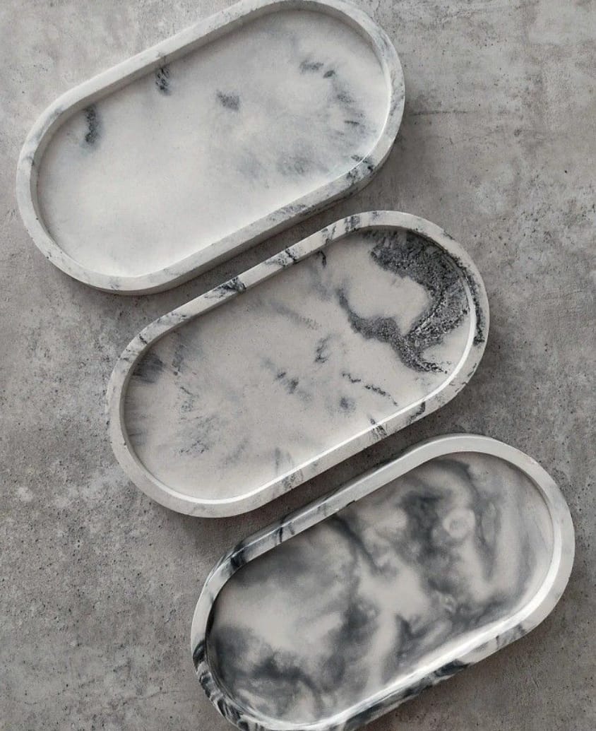 Concrete Oval marble tray