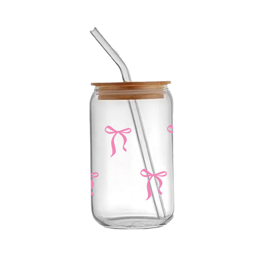 Pink bow - Glass sipper