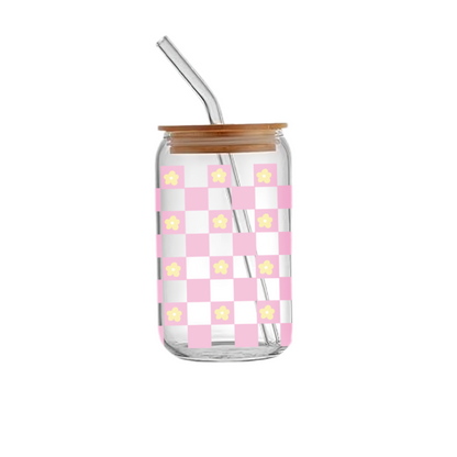 Checkered flower - Glass sipper