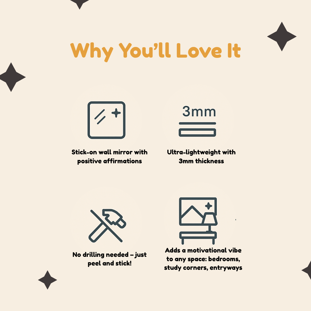 Tu toh full vibe hai, yaar | Cloud-Shaped Stick-On Affirmation Mirror